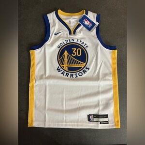 NBA Golden State Warriors White and Blue Curry #30 Jersey boys medium